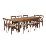 Rustic  Set Up With Cross Back Chairs - Rustic Table 8 X 42