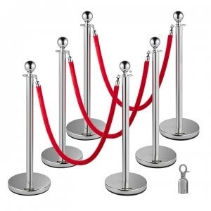 103 Chrome Stanchion With Red And Black Ropes