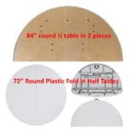 D3 Round Plastic And Wood Tables Fold in Half - 72