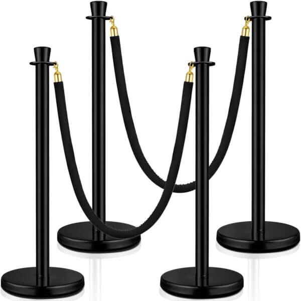 100 Black Stanchion with Ropes